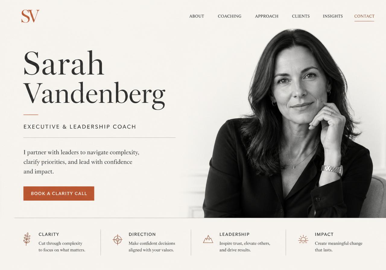 Preview of a coach's launched website